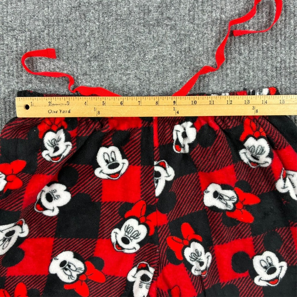Disney Mickey Minnie Pajama Pants Womens Size 1X Red Black Plush Fleece Plaid - Picture 5 of 9
